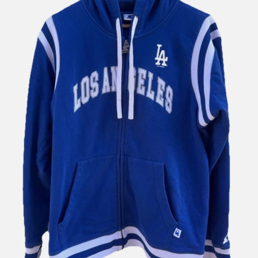 Los Angeles LA Dodgers Full Zip Up Hoodie Sweatshirt Unisex Size XL Blue